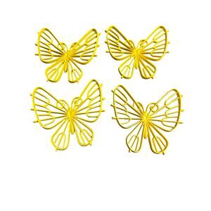 Vintage 1971 Burwood Products Yellow Butterfly Wall Art Hangings set of 4